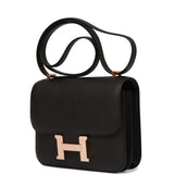 Hermes Constance 18 Black Epsom Rose Gold Hardware