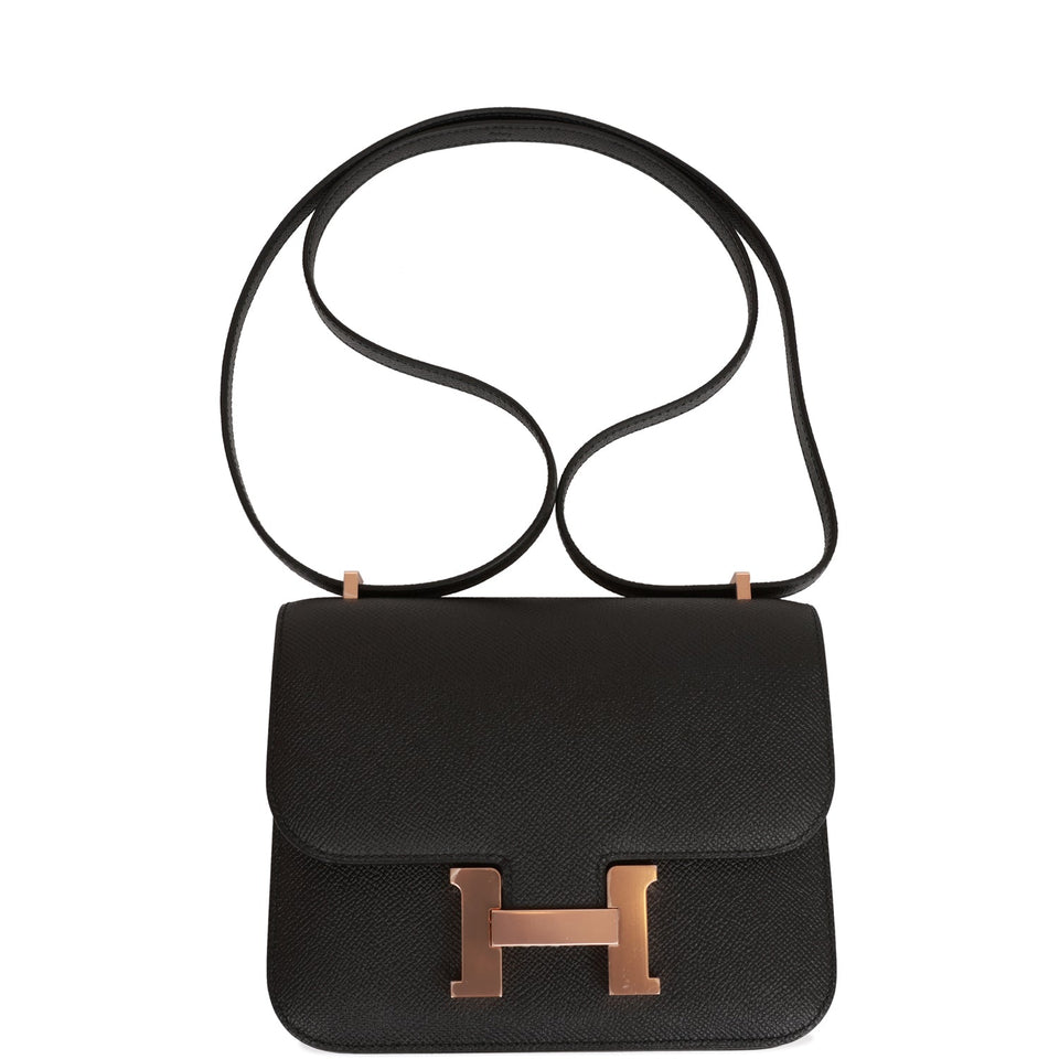 Hermes Constance 18 Black Epsom Rose Gold Hardware