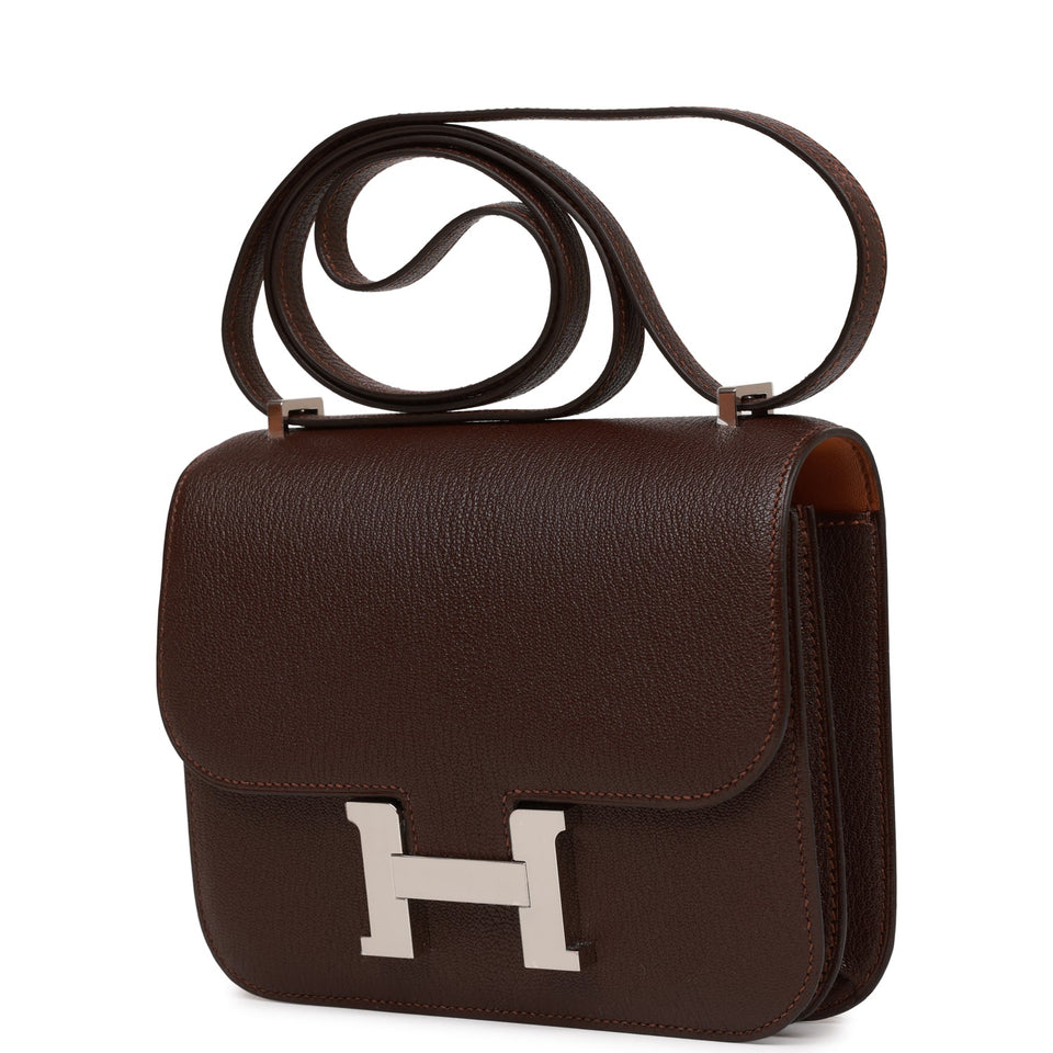 Hermes Constance 18 Havane Verso Chevre Palladium Hardware