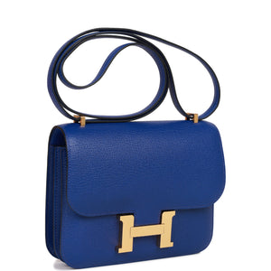 Hermes Constance 18 Bleu Electric Chevre Gold Hardware
