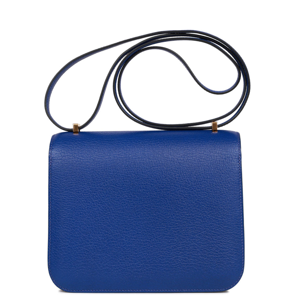Hermes Constance 18 Bleu Electric Chevre Gold Hardware