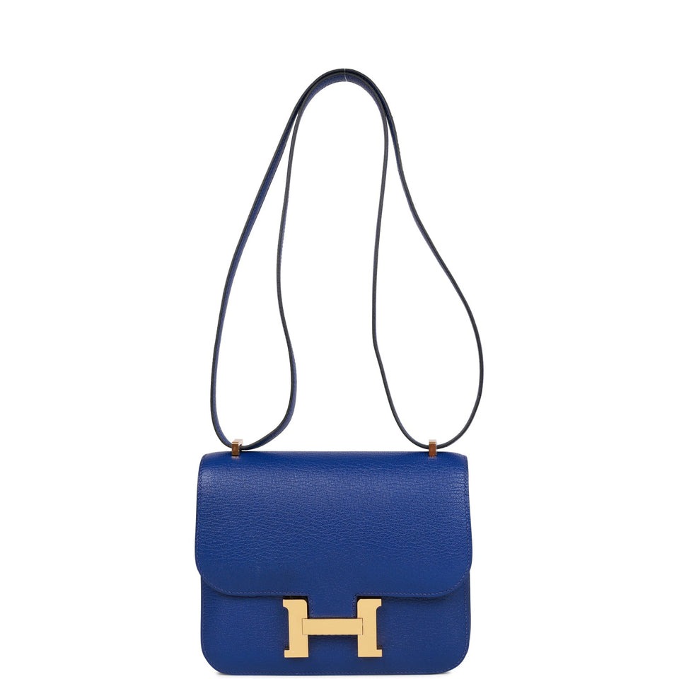 Hermes Constance 18 Bleu Electric Chevre Gold Hardware