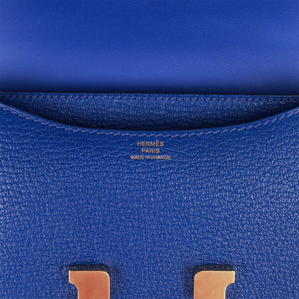Hermes Constance 18 Bleu Electric Chevre Gold Hardware