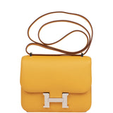 Hermes Constance 18 Jaune Ambre Verso Evercolor Palladium Hardware