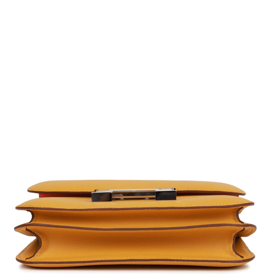 Hermes Constance 18 Jaune Ambre Verso Evercolor Palladium Hardware