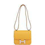 Hermes Constance 18 Jaune Ambre Verso Evercolor Palladium Hardware