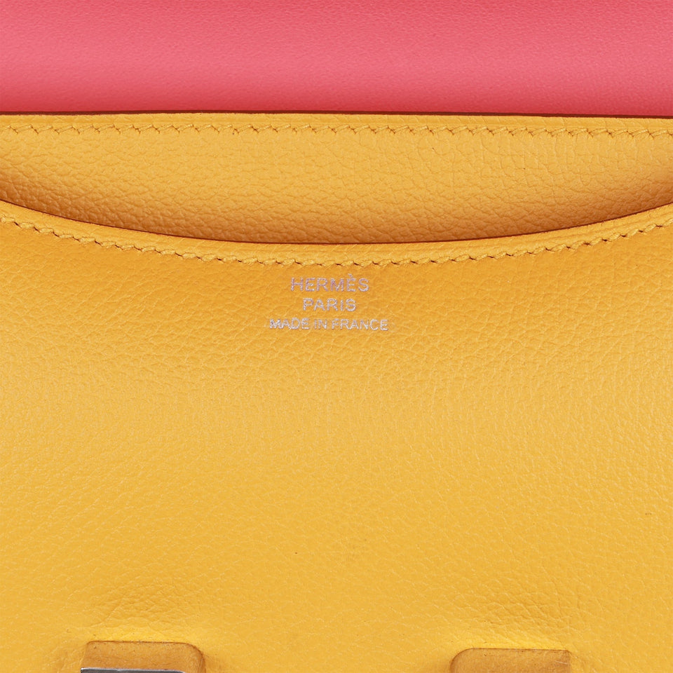 Hermes Constance 18 Jaune Ambre Verso Evercolor Palladium Hardware
