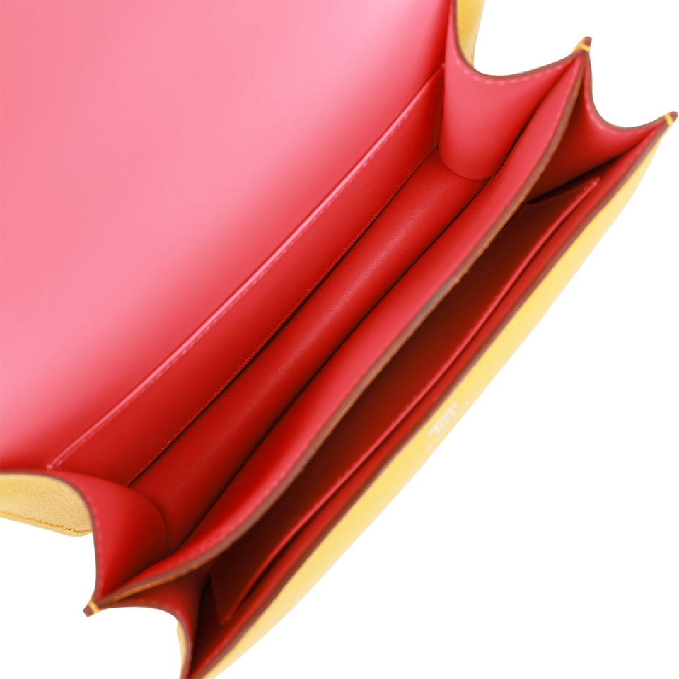 Hermes Constance 18 Jaune Ambre Verso Evercolor Palladium Hardware