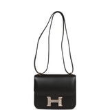Hermes Constance 18 Black Tadelakt and Lizard Gold Hardware