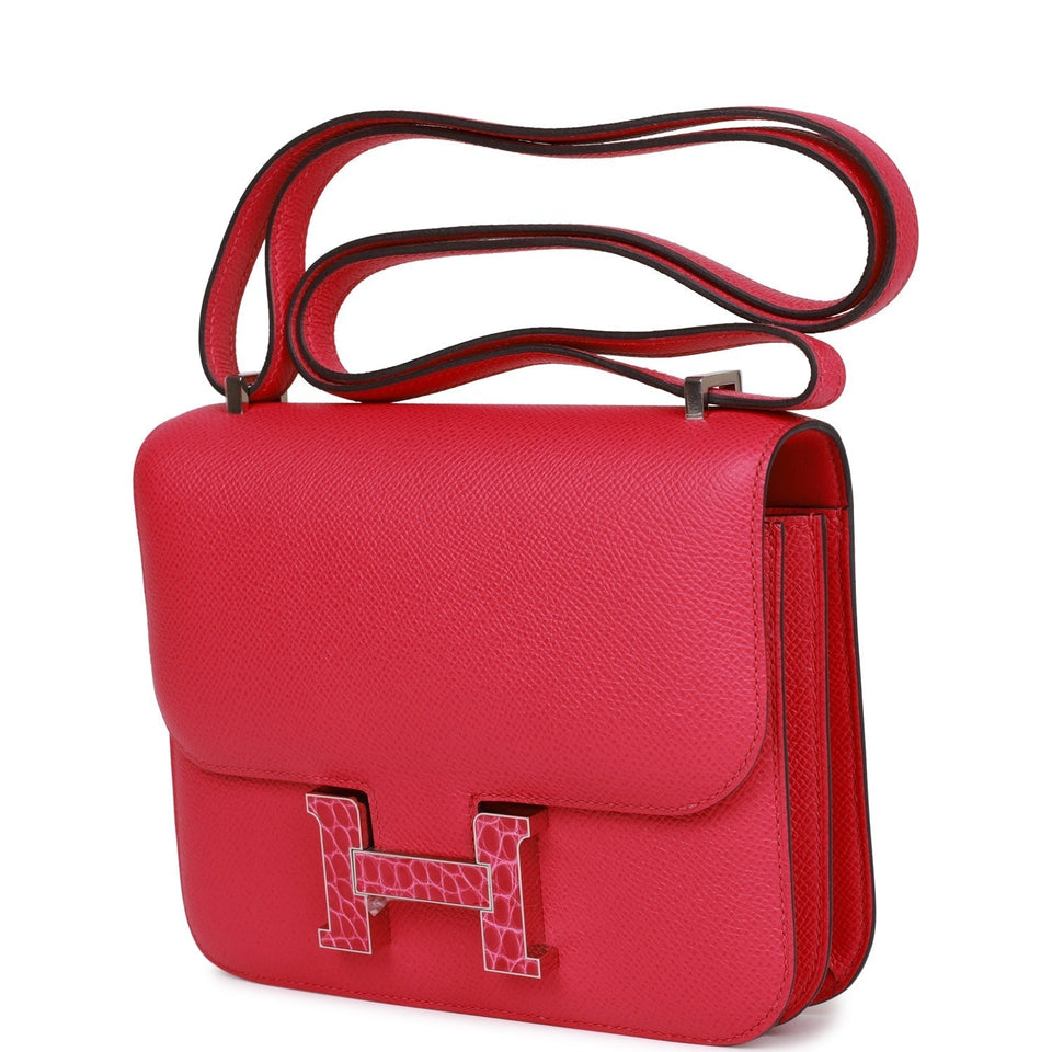 Hermes Constance 18 Rose Mexico Epsom and Alligator Palladium Hardware