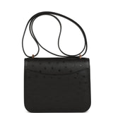 Hermes Constance 18 Black Ostrich Rose Gold Hardware