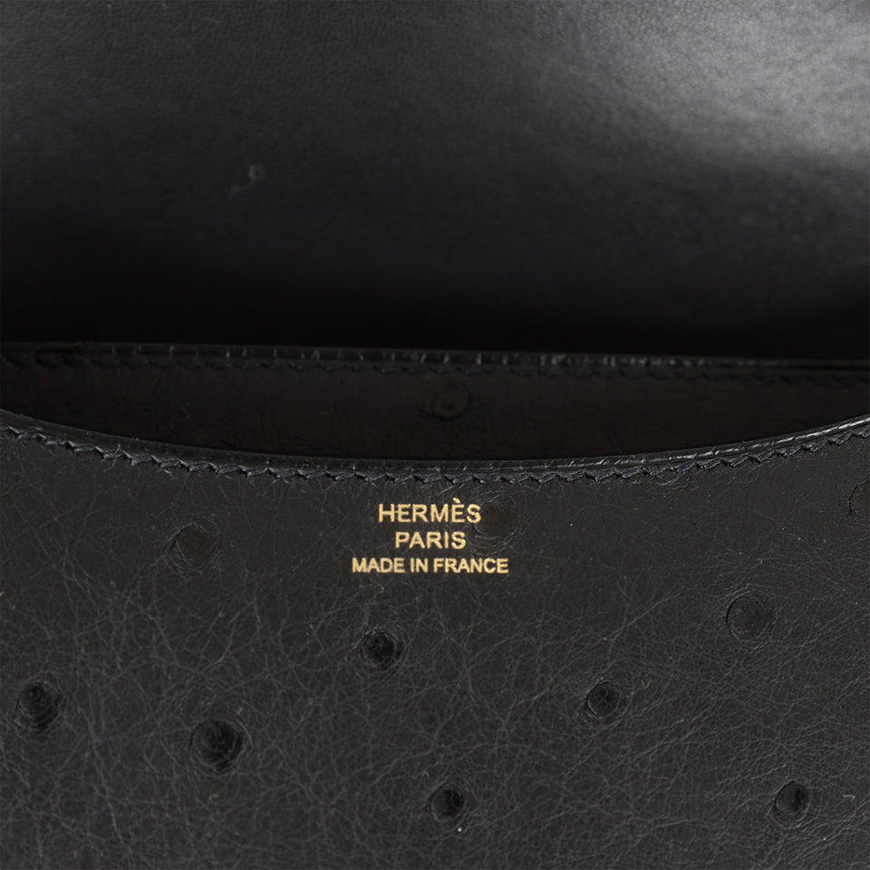 Hermes Constance 18 Black Ostrich Rose Gold Hardware