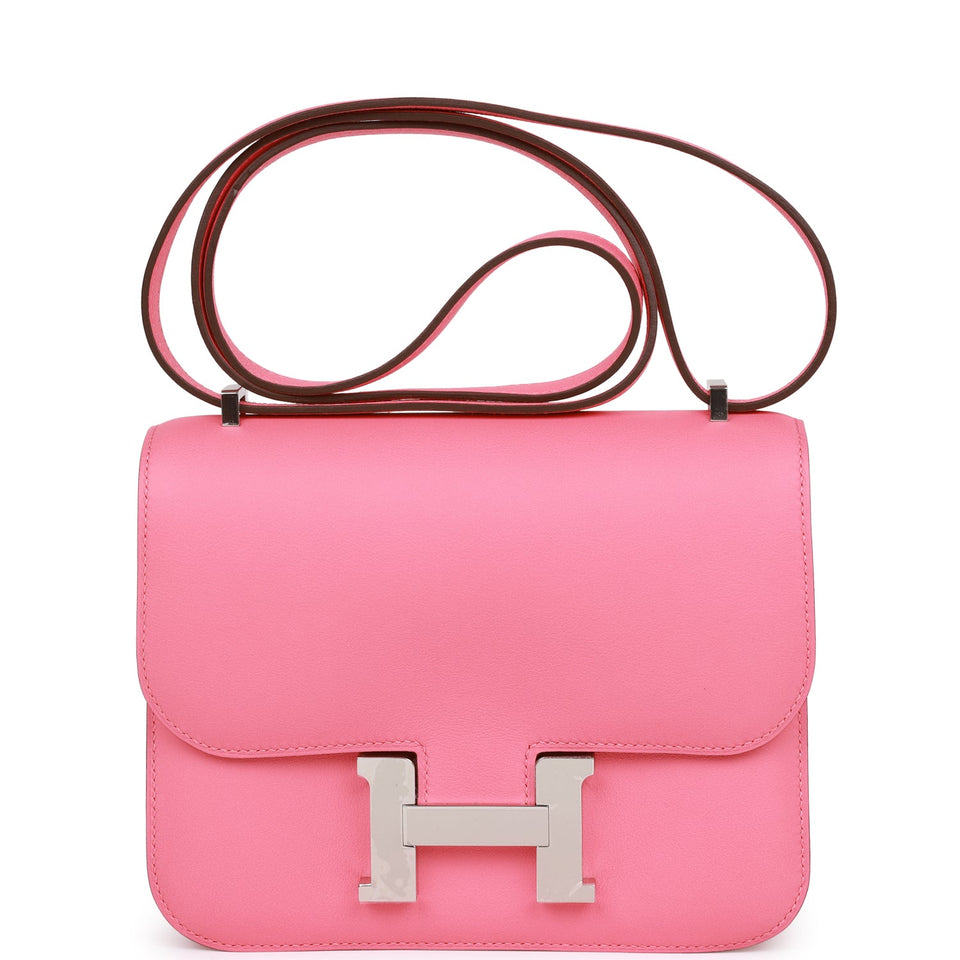 Hermes Constance 18 Rose Azalee Swift Palladium Hardware