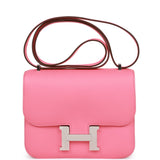Hermes Constance 18 Rose Azalee Swift Palladium Hardware