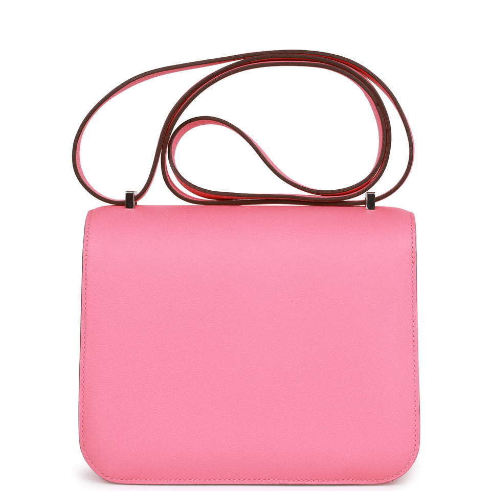 Hermes Constance 18 Rose Azalee Swift Palladium Hardware