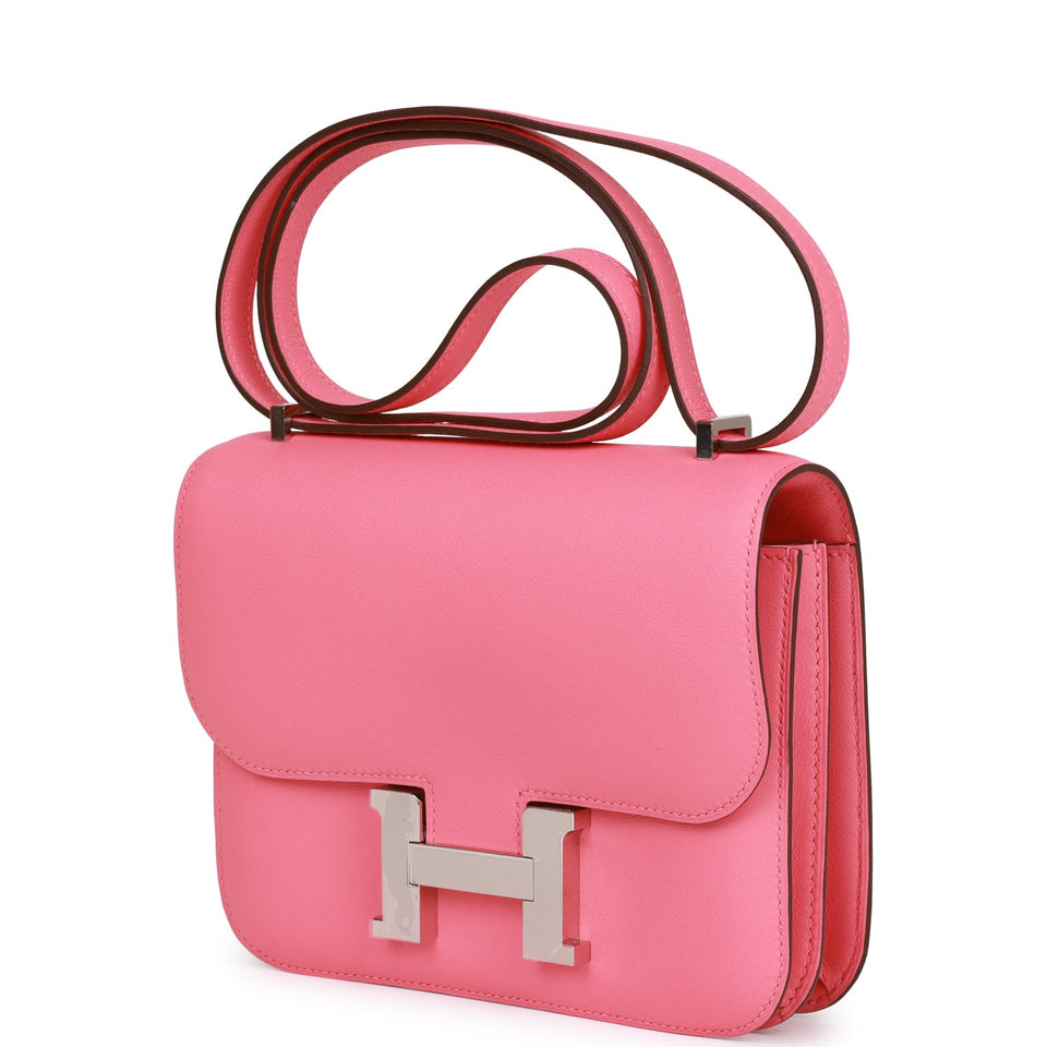 Hermes Constance 18 Rose Azalee Swift Palladium Hardware