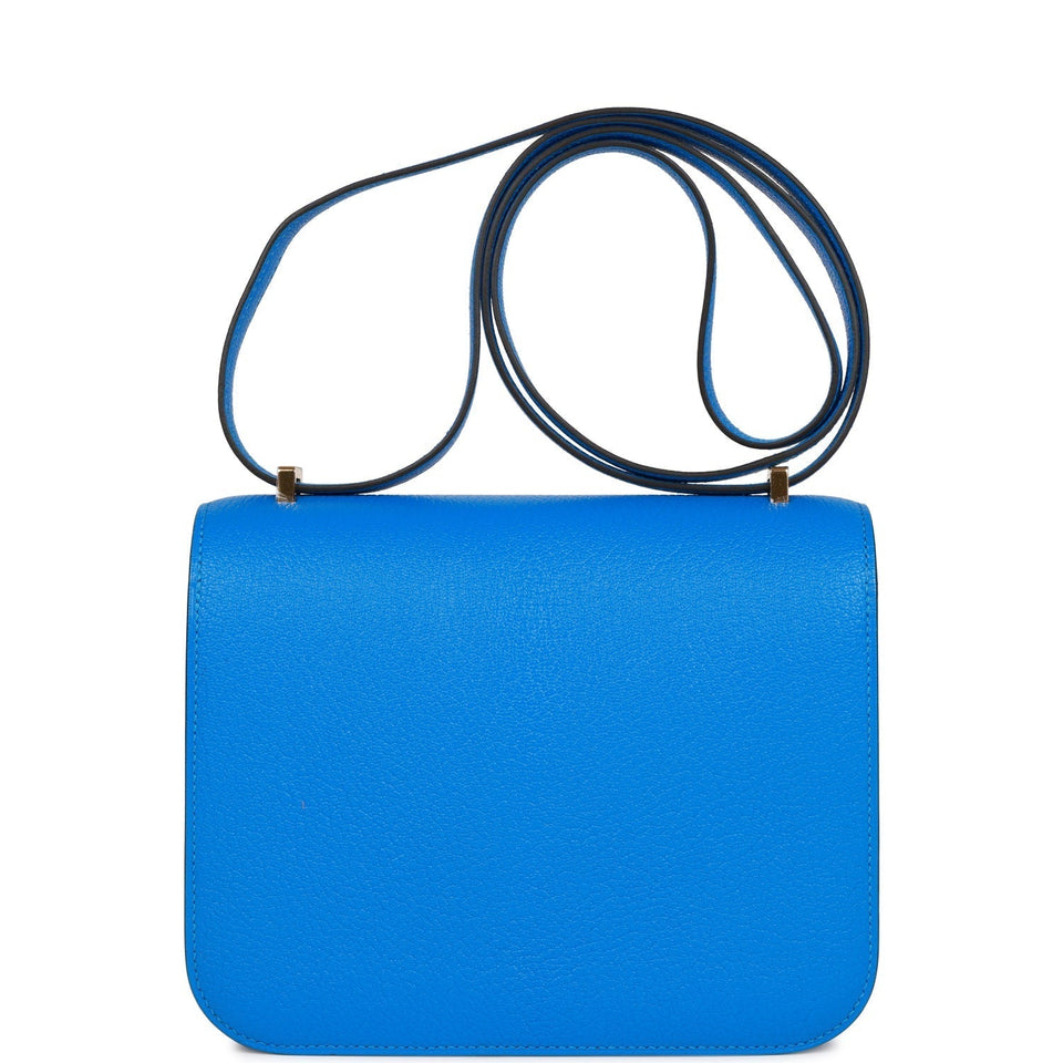 Hermes Constance 18 Bleu Hydra Chevre Gold Hardware