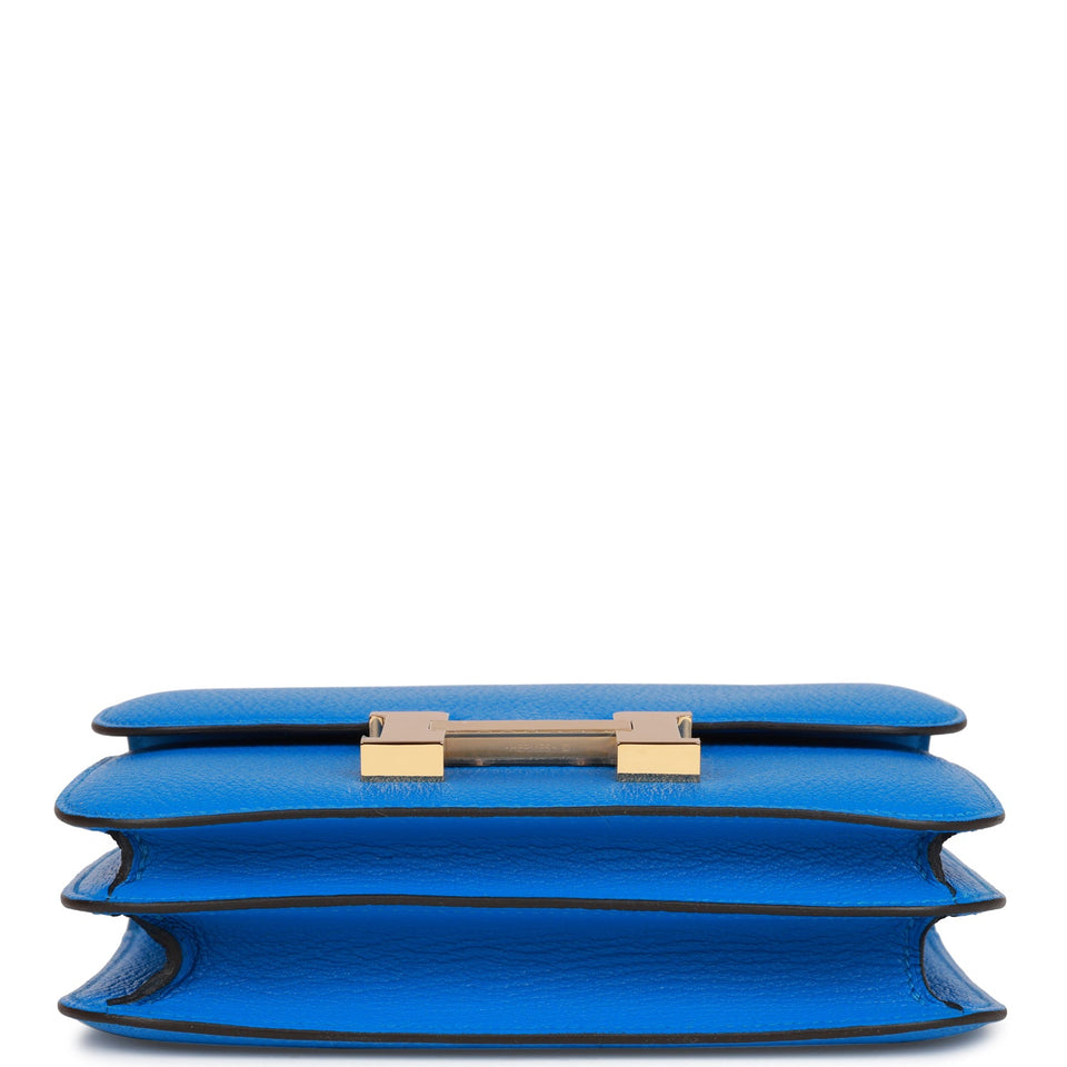 Hermes Constance 18 Bleu Hydra Chevre Gold Hardware