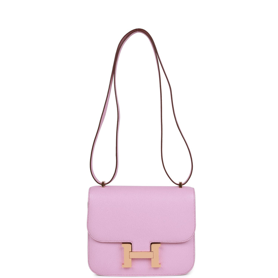 Hermes Constance 18 Mauve Sylvestre Chevre Rose Gold Hardware