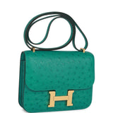 Hermes Constance 18 Vert Verone Ostrich Gold Hardware