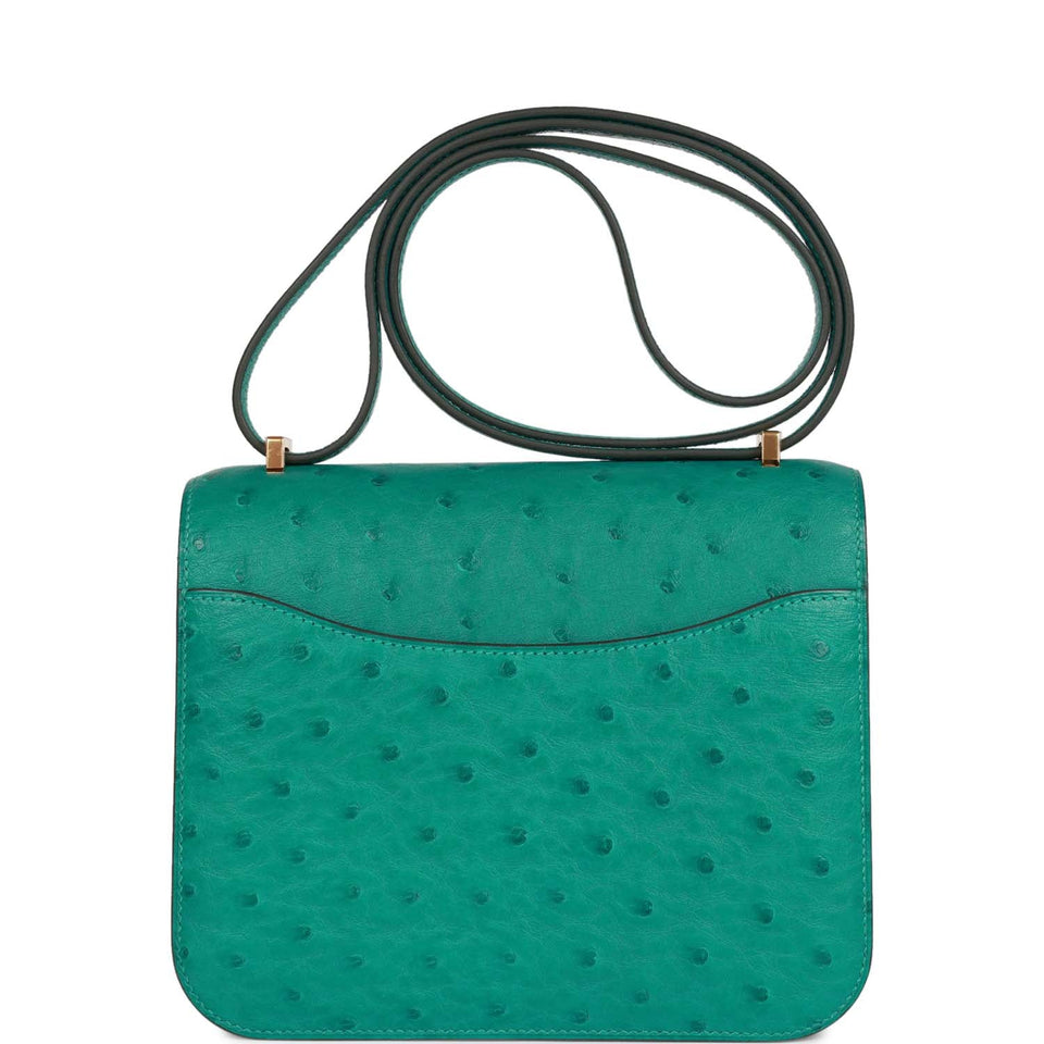 Hermes Constance 18 Vert Verone Ostrich Gold Hardware