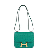 Hermes Constance 18 Vert Verone Ostrich Gold Hardware