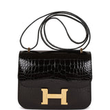 Hermes Constance 18 Black Shiny Alligator Gold Hardware