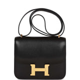 Hermes Constance 1-18 Black Chevre Gold Hardware