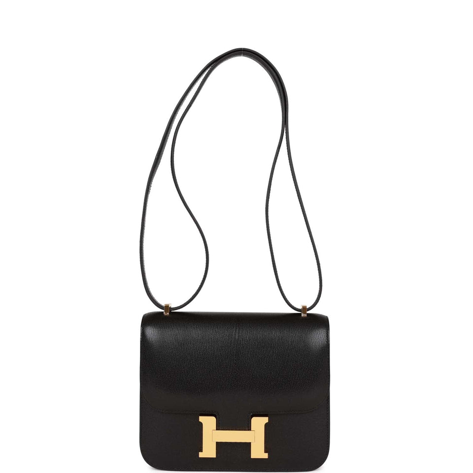 Hermes Constance 1-18 Black Chevre Gold Hardware