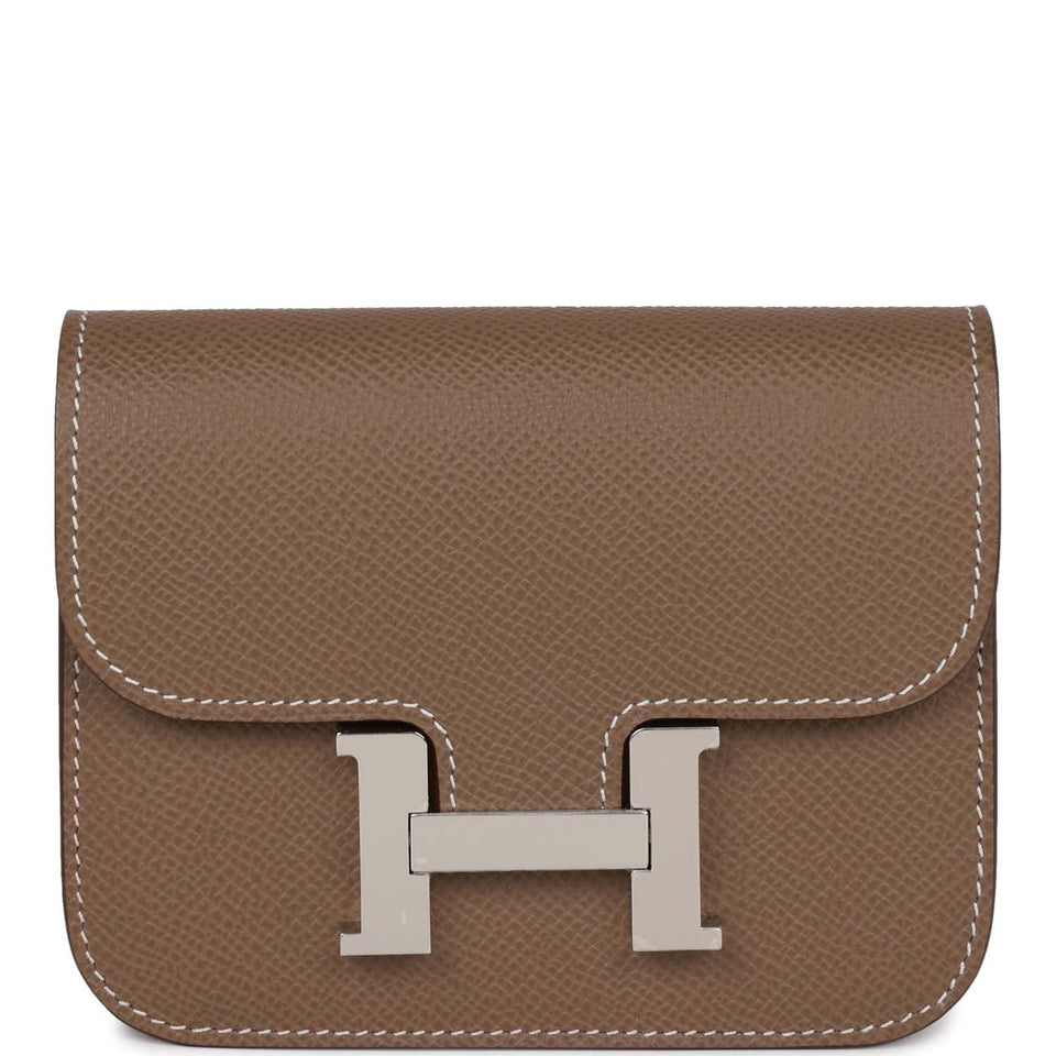 Hermes Constance Slim Wallet Etoupe Epsom Palladium Hardware