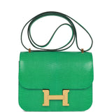 Hermes Mini Constance 18 Menthe Lizard Salvator Gold Hardware