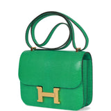 Hermes Mini Constance 18 Menthe Lizard Salvator Gold Hardware