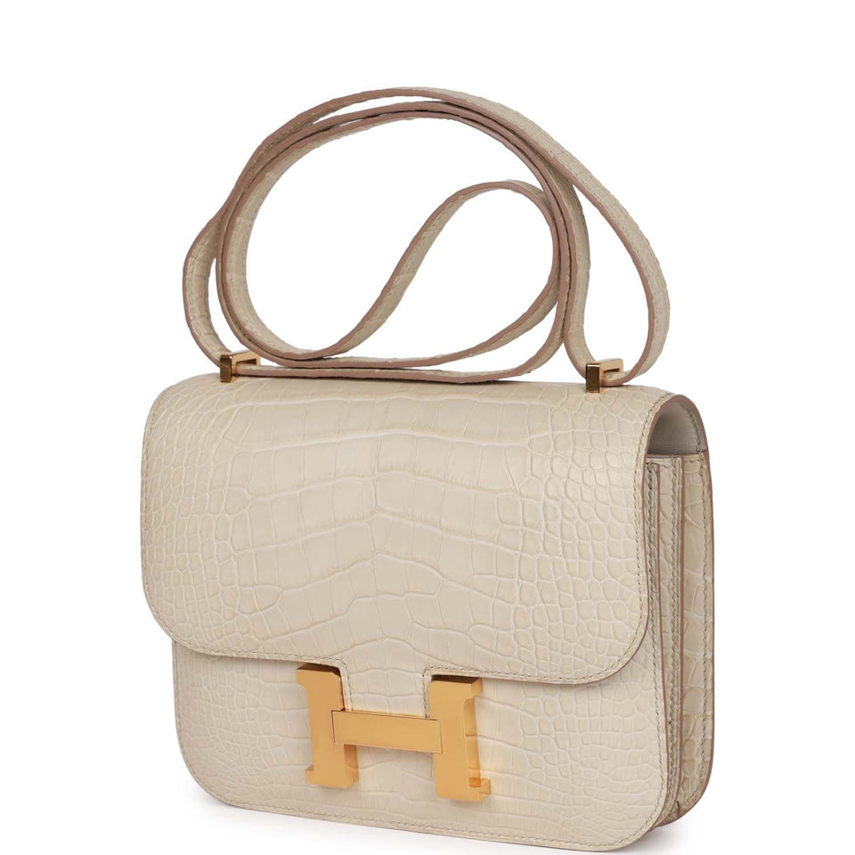 Hermes Constance 18 Beton Matte Alligator Mississippiensis Gold Hardware