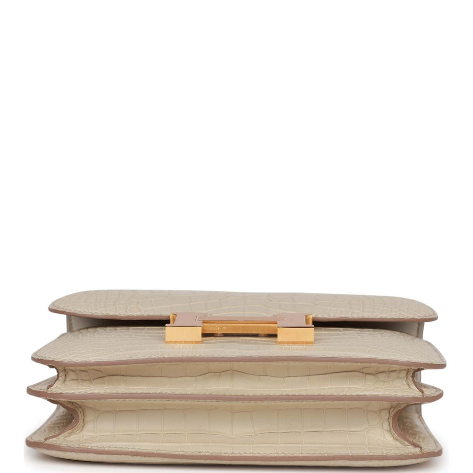 Hermes Constance 18 Beton Matte Alligator Mississippiensis Gold Hardware