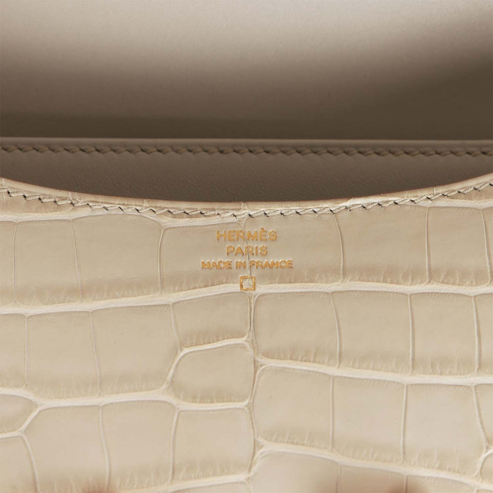 Hermes Constance 18 Beton Matte Alligator Mississippiensis Gold Hardware