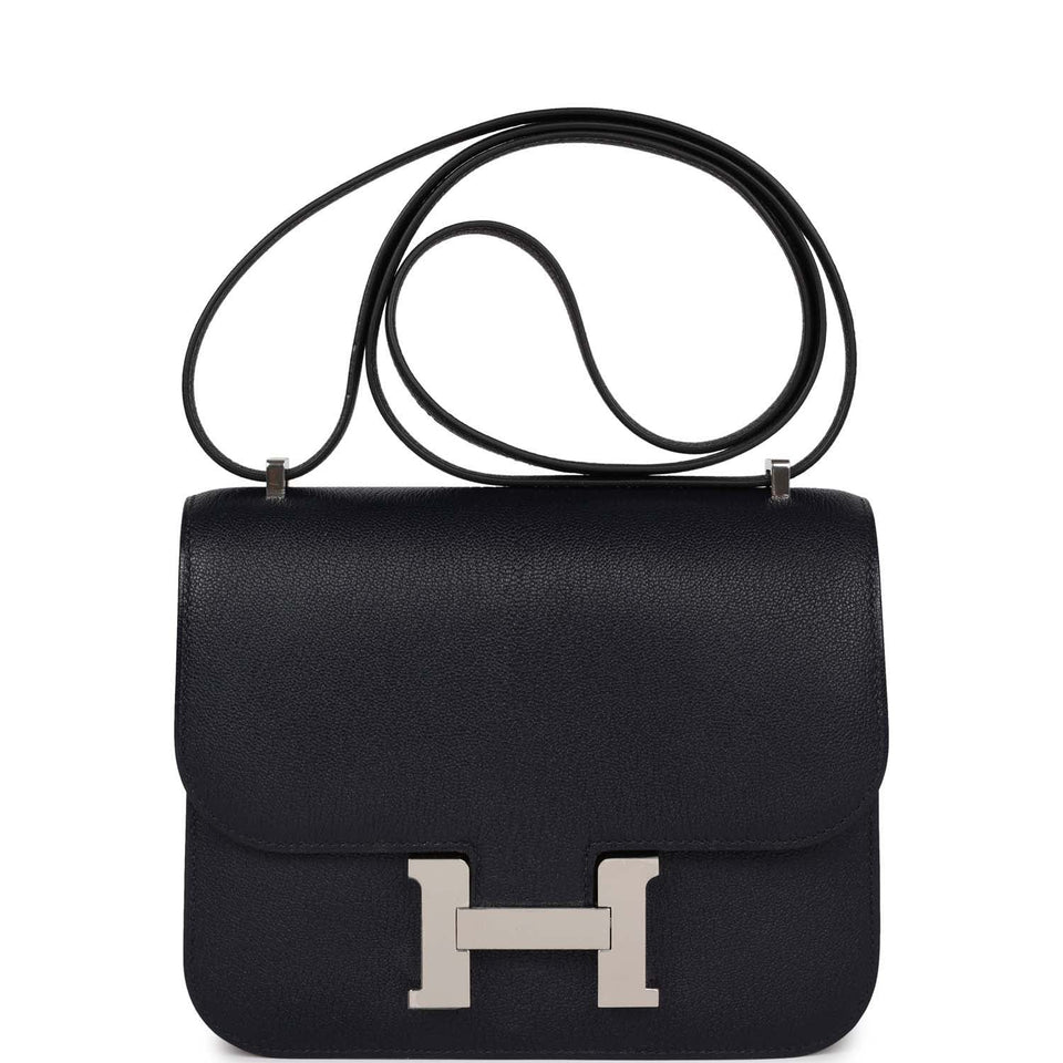 Hermes Special Order (HSS) Constance 18 Bleu Indigo Verso Chevre Palladium Hardware