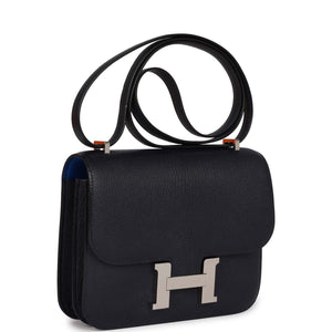 Hermes Special Order (HSS) Constance 18 Bleu Indigo Verso Chevre Palladium Hardware