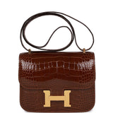 Hermes Constance 18 Miel Shiny Alligator Gold Hardware