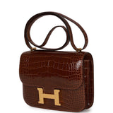 Hermes Constance 18 Miel Shiny Alligator Gold Hardware