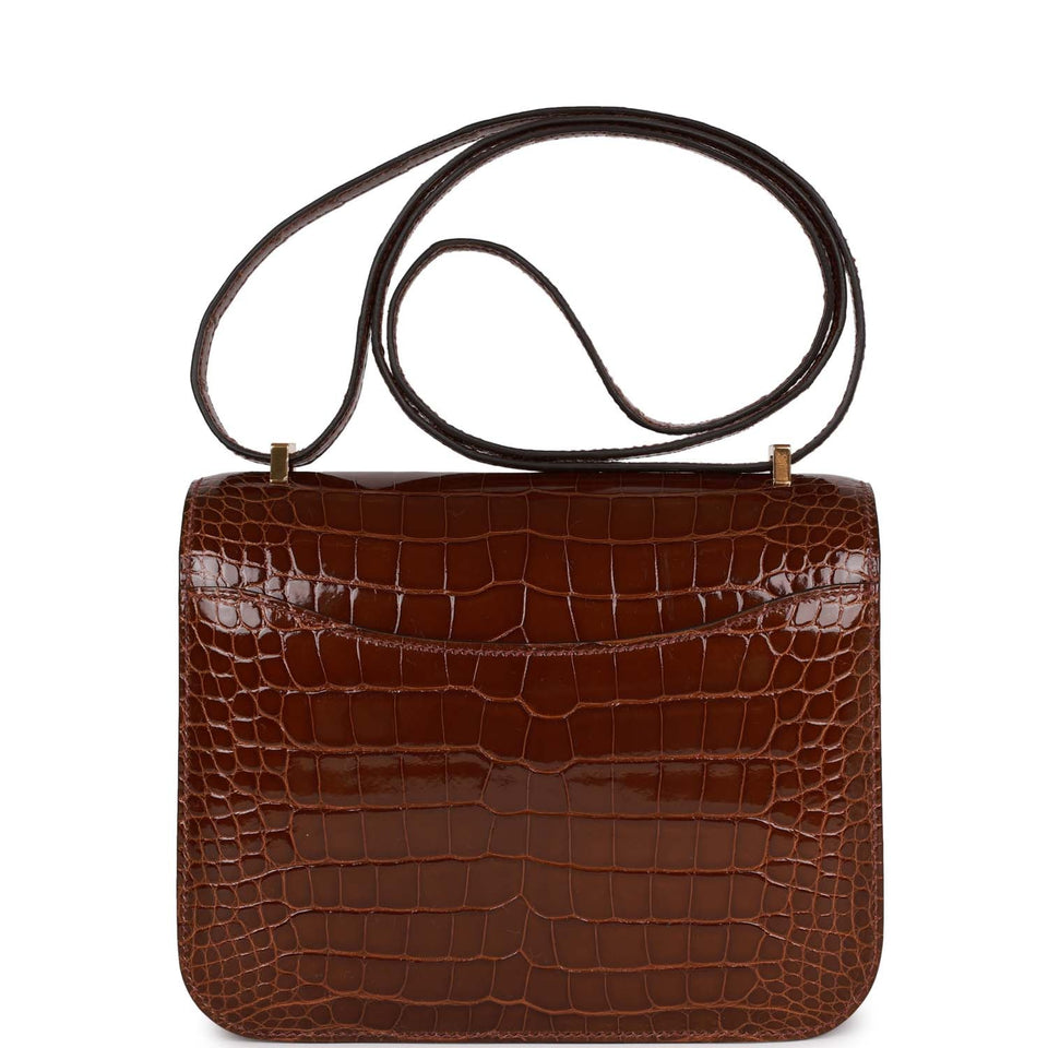 Hermes Constance 18 Miel Shiny Alligator Gold Hardware