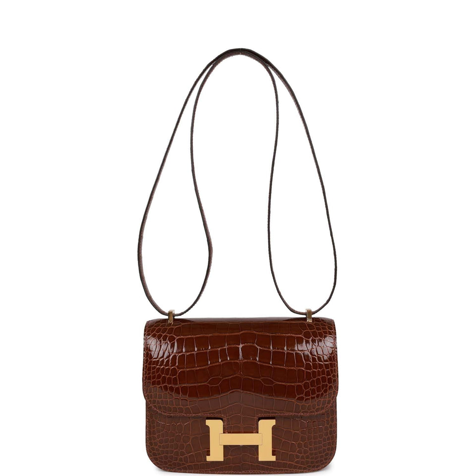 Hermes Constance 18 Miel Shiny Alligator Gold Hardware