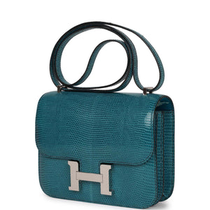 Hermes Mini Constance 18 Bleu Petrole Lizard Niloticus Palladium Hardware