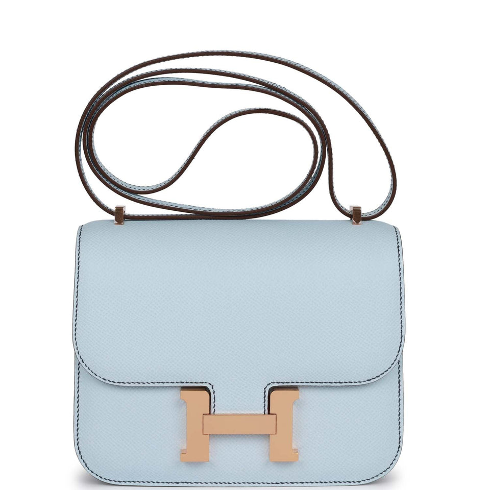 Hermes Special Constance 18 Bleu Brume Verso Epsom Rose Gold Hardware