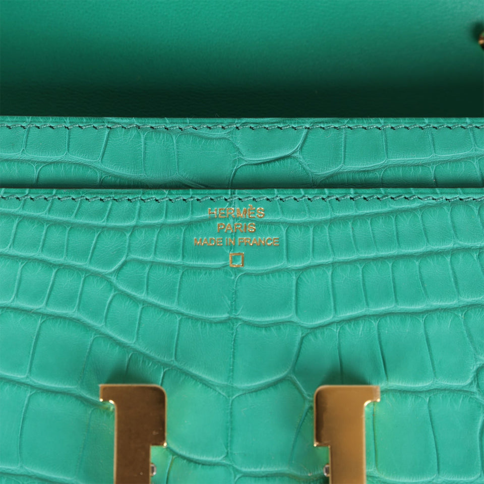 Hermes Constance Wallet To Go Vert Jade Matte Alligator Gold Hardware