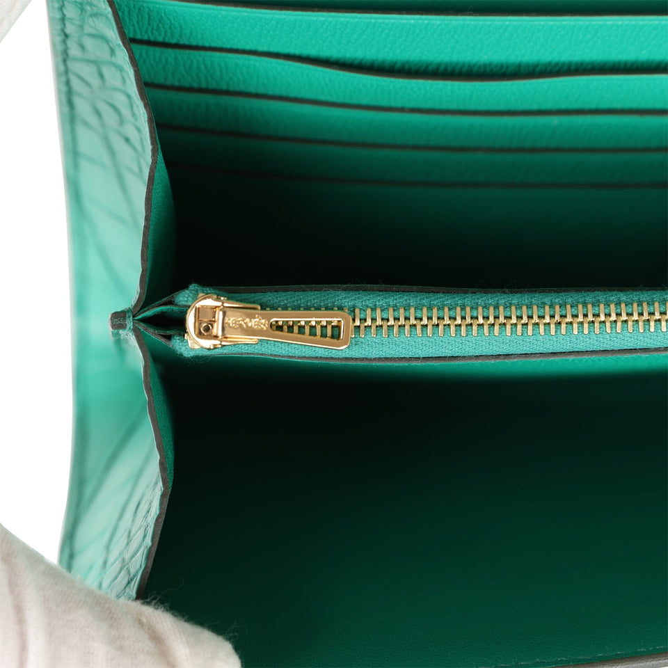 Hermes Constance Wallet To Go Vert Jade Matte Alligator Gold Hardware