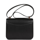 Hermes Constance 1-24 Black Chevre Chamkila Rose Gold Hardware