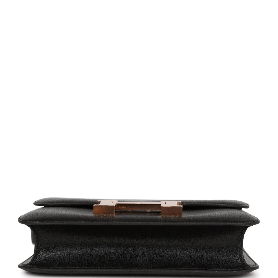 Hermes Constance 1-24 Black Chevre Chamkila Rose Gold Hardware