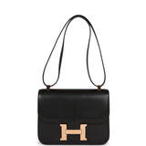Hermes Constance 1-24 Black Chevre Chamkila Rose Gold Hardware