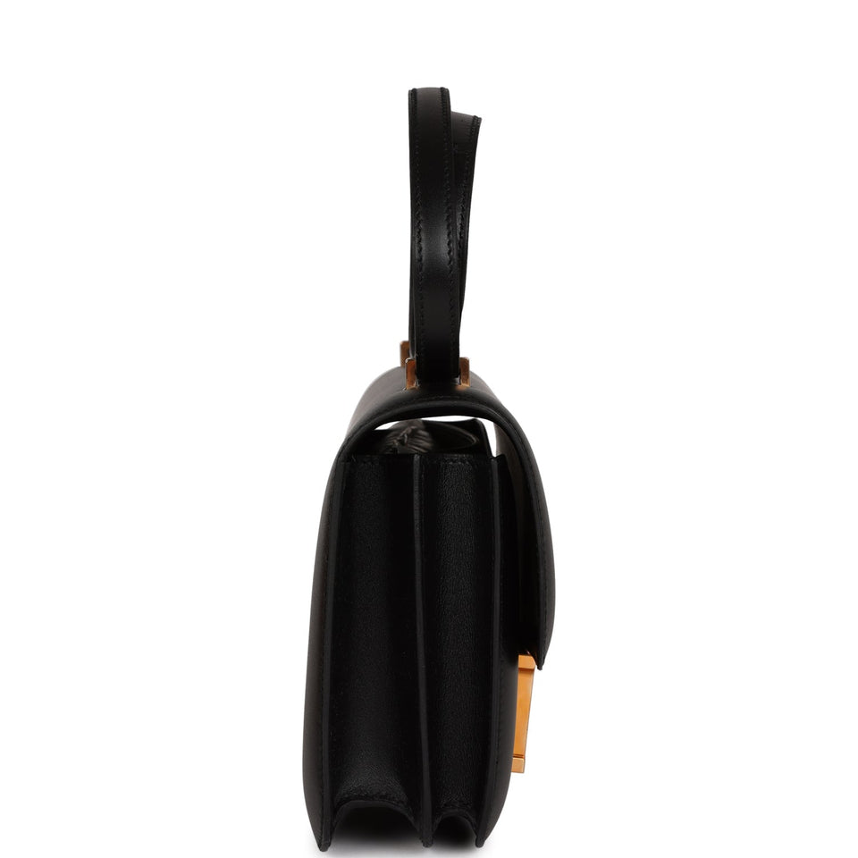 Hermes Constance 18 Black Veau Monsieur Rose Gold Hardware