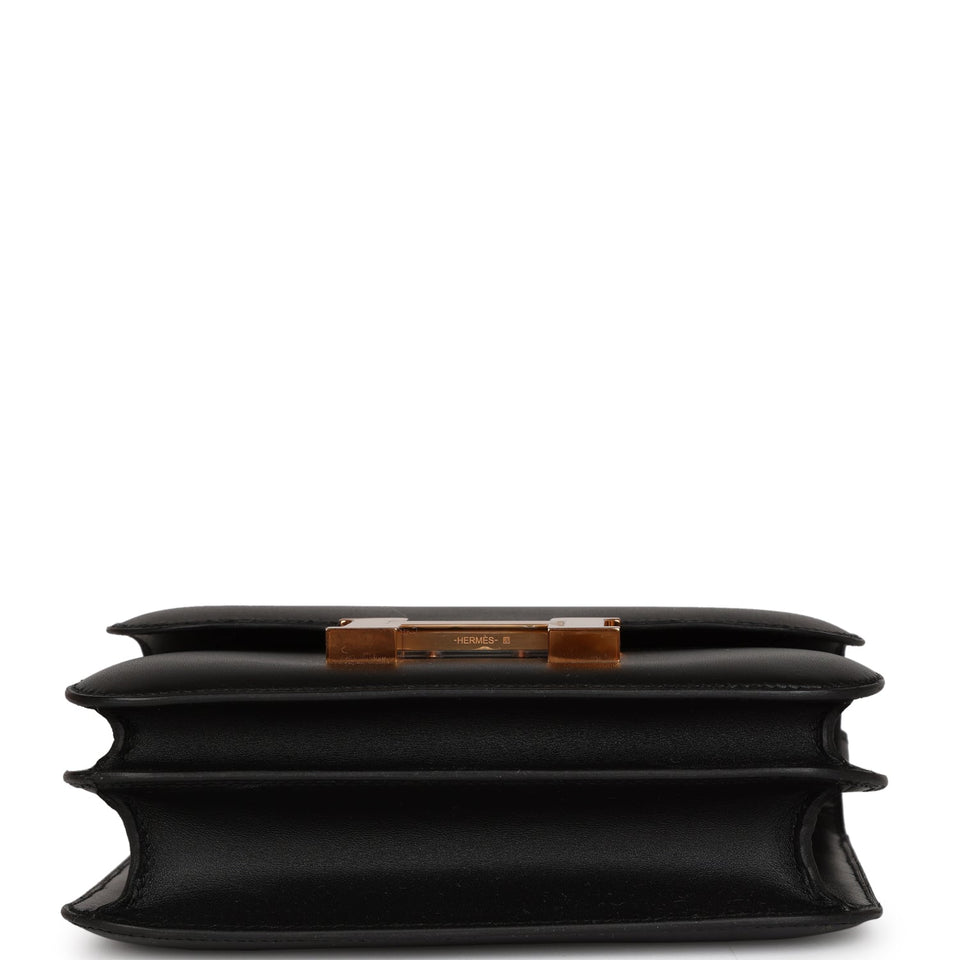 Hermes Constance 18 Black Veau Monsieur Rose Gold Hardware